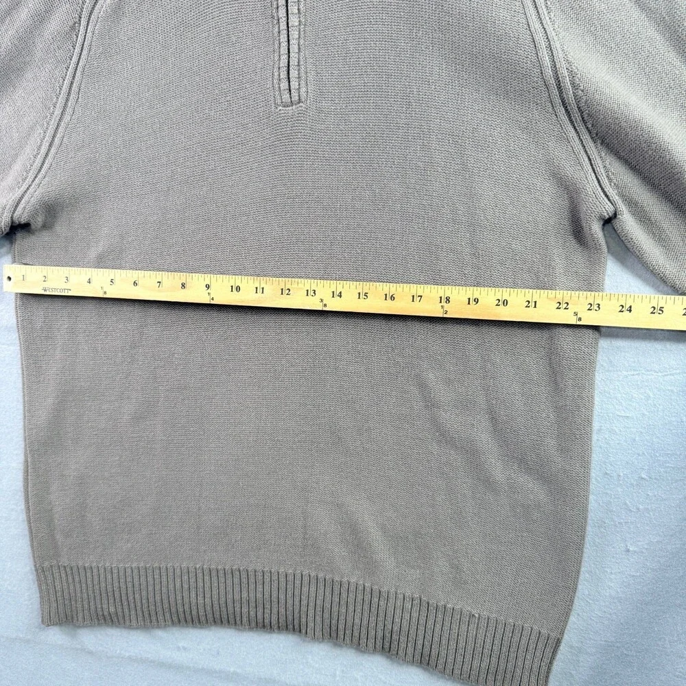 The Territory Ahead Sweater Mens Large Brown Cotton Cashmere 1/4 Zip Pullover